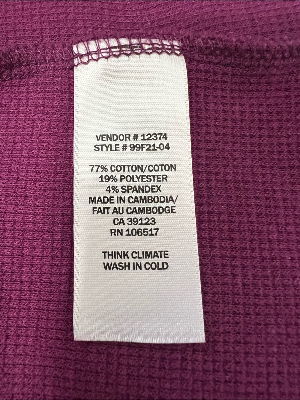 Women's Long Sleeve Crewneck Top - Plum - Picture 4 of 4
